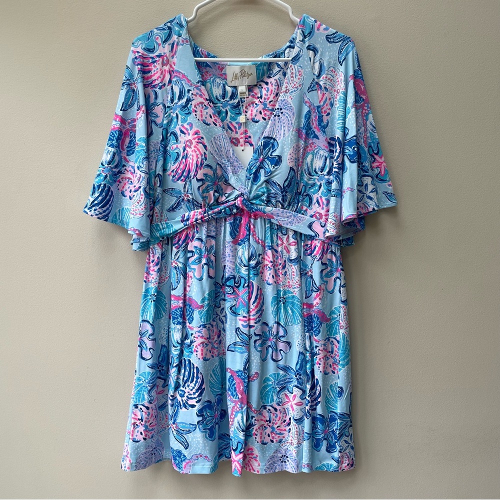NWT Lilly Pulitzer Minka Skirted Romper Bahamas Beachcomber Print Blue Size L - Picture 4 of 10